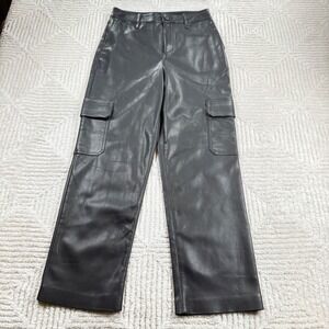 Express Faux Leather Cargo Pants Womens 4S Black Goth Biker Grunge Edgy Moto Lux